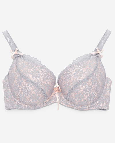 Gray and pink women's lace bra - Underwear