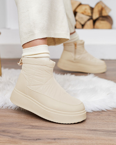 Royalfashion Women's slip-on snow boots in cream color Armeda