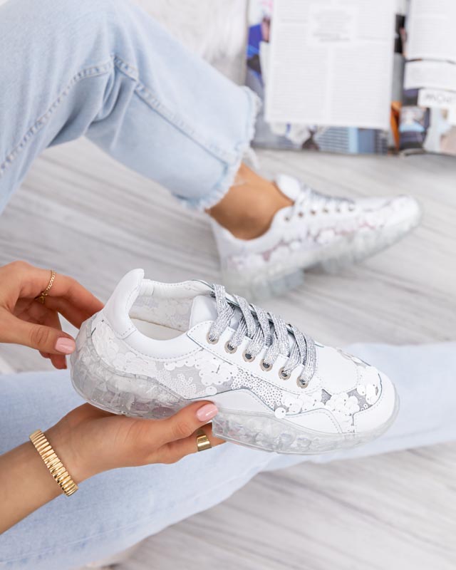 White women's sports shoes with sequins Polja - Footwear