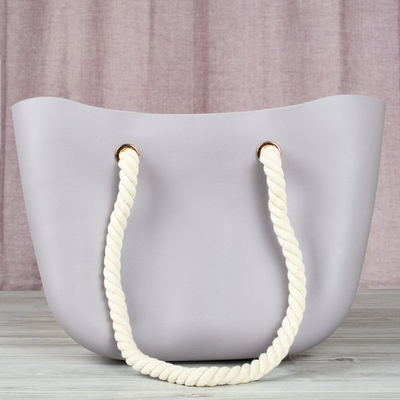 Gray - purple rubber bag with handles - Handbags 1