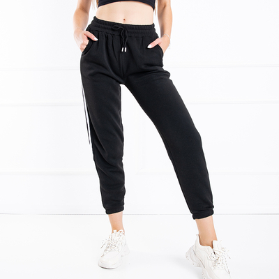 Royalfashion Black women's sweatpants with stripes