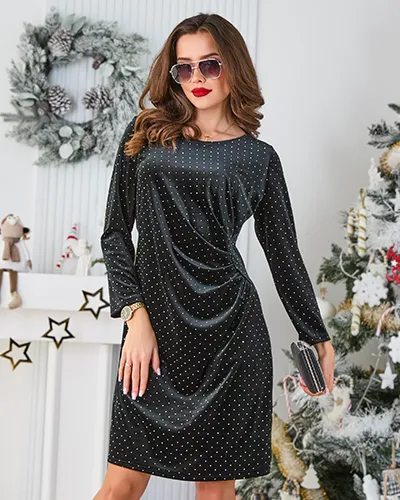 Royalfashion Sieviešu kleita ar piespiļotiem līkumiem