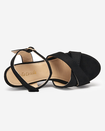 OUTLET Black women's wedge sandals Deklis - Footwear