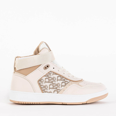Beige women's high sports sneakers Xosa - Footwear