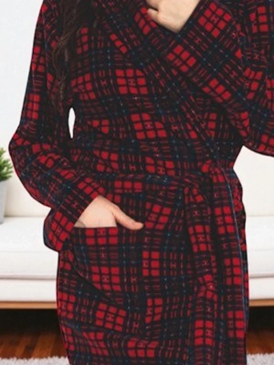 Red and navy blue women's dressing gown - Clothing