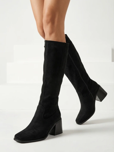 Damskie kozaki eko zamszowe na słupku Ernala