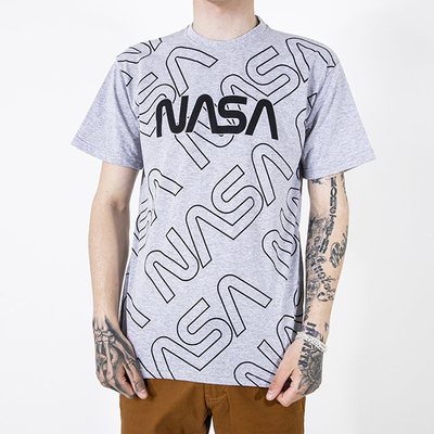 Grey men's t-shirt in lettering - Clothing