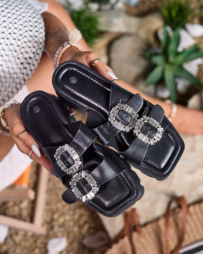 Royalfashion Melnas sieviešu biksītes Tireta uz papēža