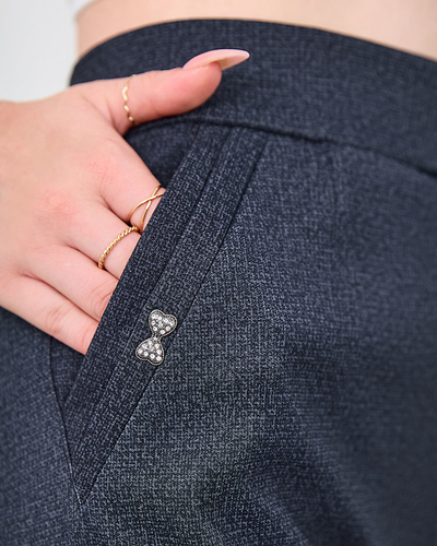 Royalfashion Modificētas tumši zilas sieviešu tegingi bikses PLUS SIZE