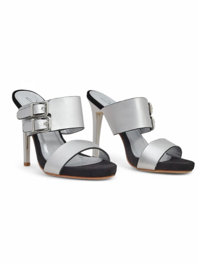 Aletheia silver stiletto sandals 12cm ecological leather straps