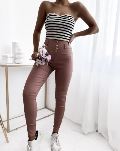 Royalfashion Dark pink women's tube pants with gold buttons