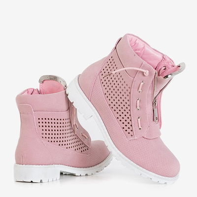 OUTLET Pink Sieviešu Ice Love ažūra pārgājienu zābaki - Apavi