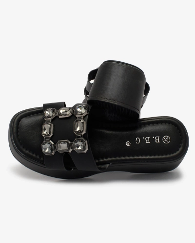 Royalfashion Melnas sieviešu biksītes ar rotājumiem uz viendabīgas zoles Norixi