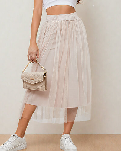 Royalfashion Women's double-layered midi skirt