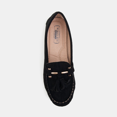 Women's black moccasins with fringes Amillad - Footwear