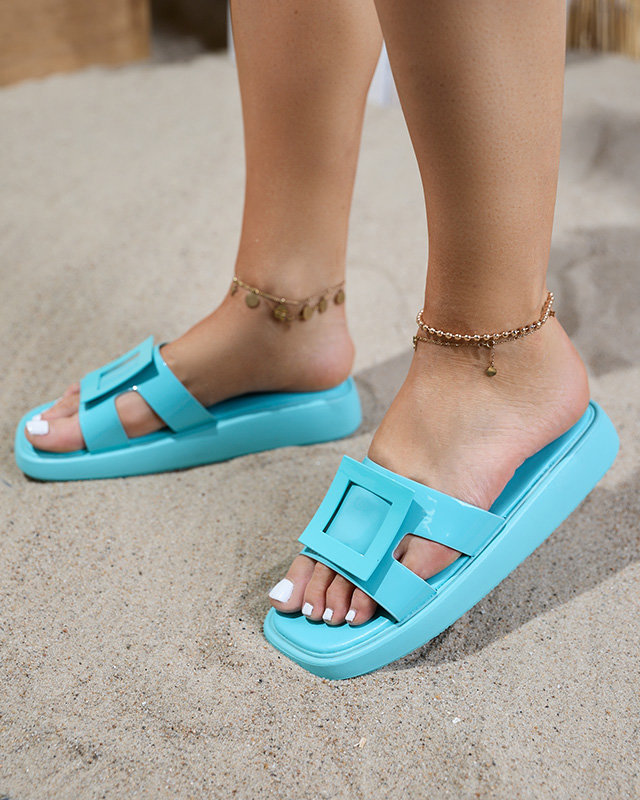 Women's mint slippers with Zegor ornament - Footwear