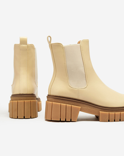 Royalfashion Beige women's boots on a solid sole Eferope