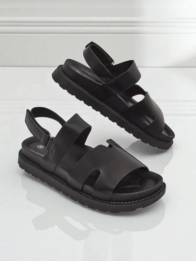 Sandały koturny damskie Hera Azzurro z ekoskóry grafitowe na lato