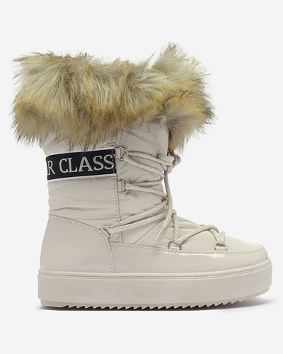 Бежевые женские сапоги-слипы с мехом Lilitsa- Footwear