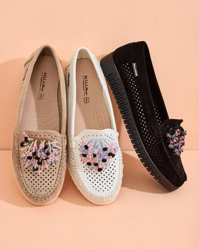 Royalfashion Women's beaded openwork moccasins Namis