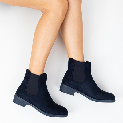 Navy blue women's eco-suede Jodhpur boots Lunara - Footwear