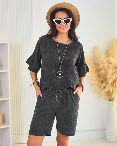 Royalfashion Kokvilnas un lina vasaras sieviešu komplekts