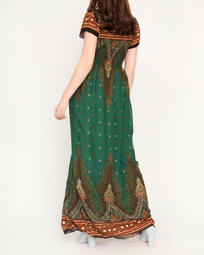 Patterned green women's maxi dress - Clothing