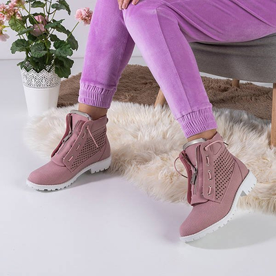 OUTLET Pink Sieviešu Ice Love ažūra pārgājienu zābaki - Apavi