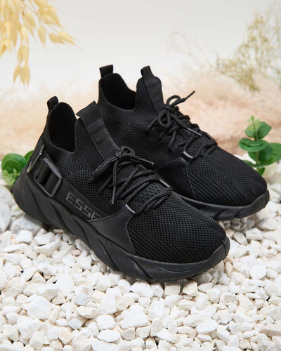 Esmeralda Black Flat Heel Sneakers