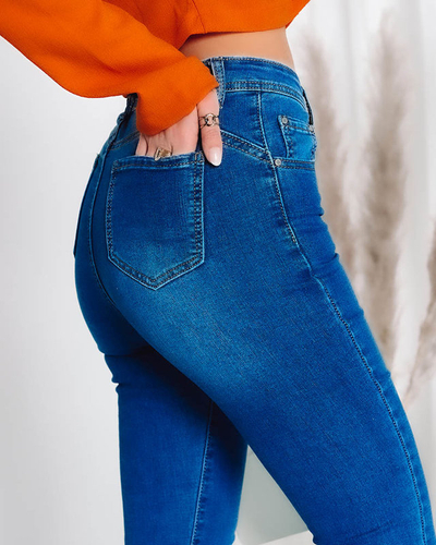 Classic women's tube jeans in blue- Clothing