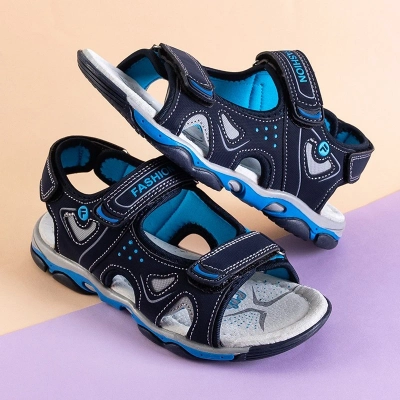 OUTLET Children's navy blue Qursi velcro sandals - Footwear