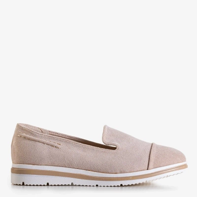 OUTLET Women's beige moccasins on a low wedge Dardariel - Shoes