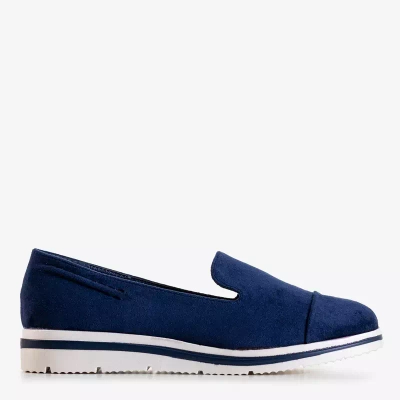 OUTLET Women's navy blue loafers on a low wedge Dardariel - Shoes