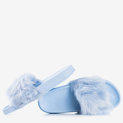 Blue slippers with fur Millie - Footwear