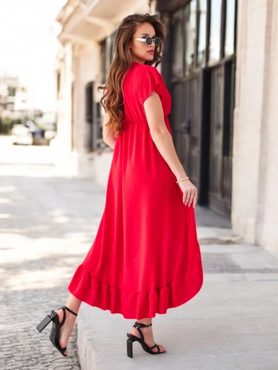 Royalfashion Women's midi dress with an asymmetrical hem