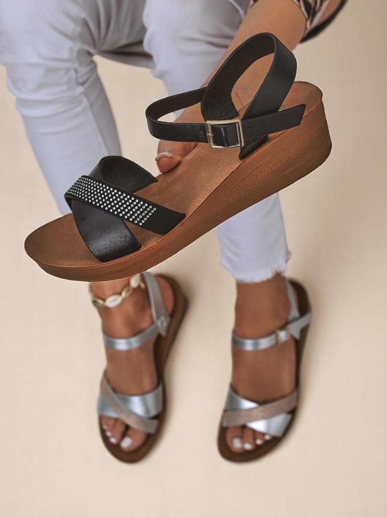 Royalfashion Sieviešu platformas kurpes ar rhinestones rotājumu Allona