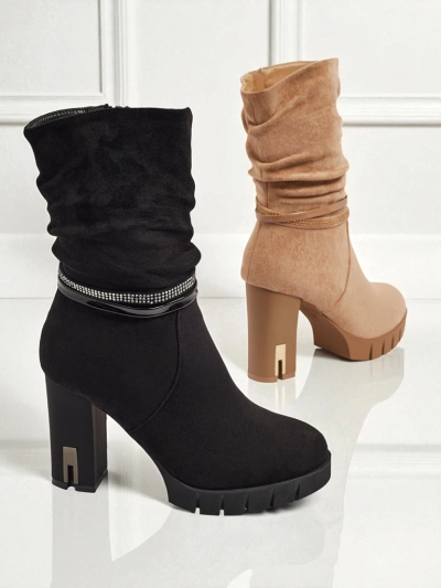 Ботильоны женские эко-замшевые на каблуке-столбике BrambleDusk