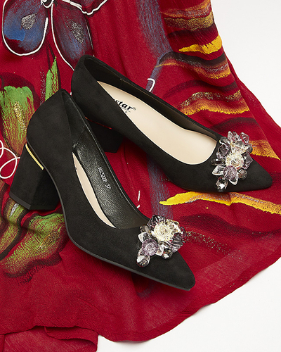 Black women's pumps with colorful crystals Xitas - Footwear