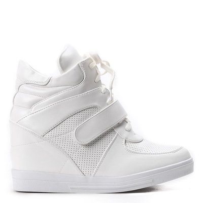 Białe sneakersy na koturnie Ellne- Obuwie