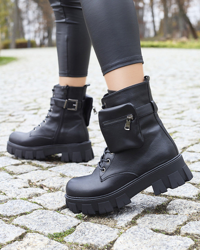 OUTLET Black women's bagger boots with pouch Feffle- Footwear