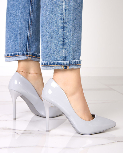 Gray women's lacquered pumps on a high heel Merier - Clothing