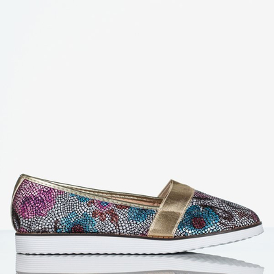 Women's multicolored ballerinas with a gold Nasulsha finish - Footwear