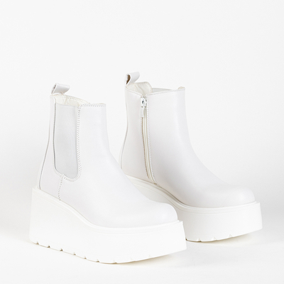 White matte platform boots with elastic insert Xsai- Footwear