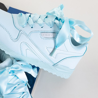 Blue women's sports shoes tied with a Kamela ribbon - Footwear
