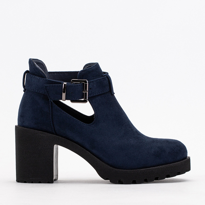 Navy blue eco-suede stiletto boots Ollih - Footwear