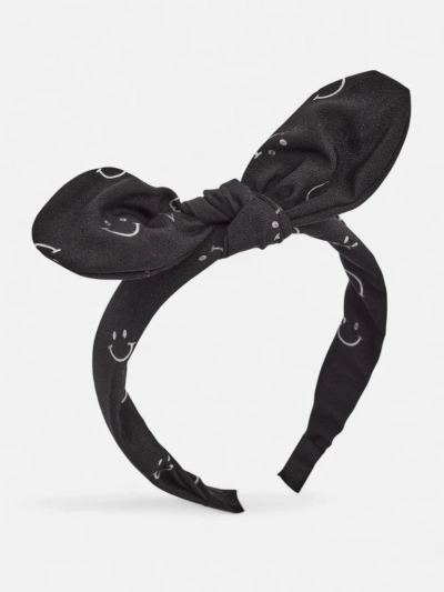 Royalfashion Children's headband with a bow with a smiley face print