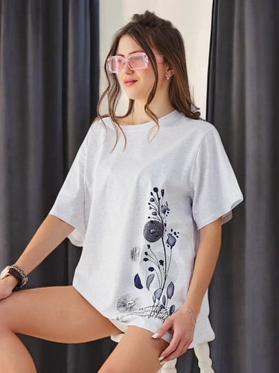 Royalfashion Sieviešu kokvilnas t-krekls ar rakstu