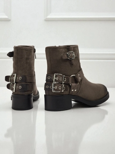 Valtos Women's Eco-Suede Ankle Boots with Buckles