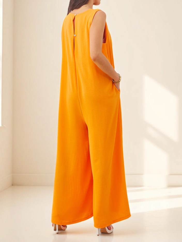 Callisto Orange Jumpsuit – Modern Viscose Elegance for Summer