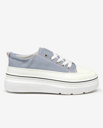OUTLET Blue and gray women's sneakers on the Veritar platform - Footwear